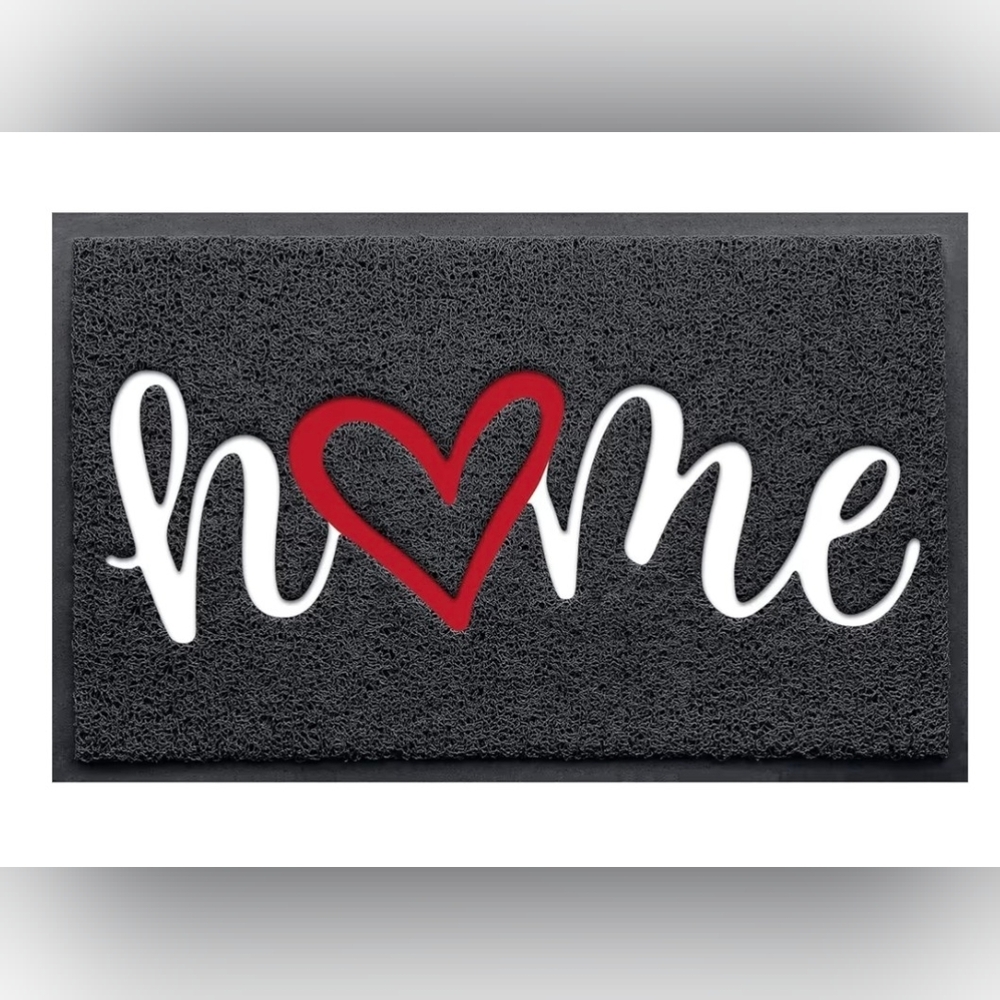 Brand New!!! Never Used, Heart Design Home Doormat - Black and Red